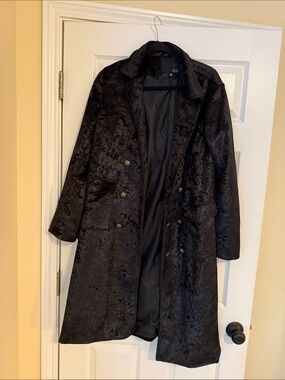 Black Velvet Double-Breasted  Coat